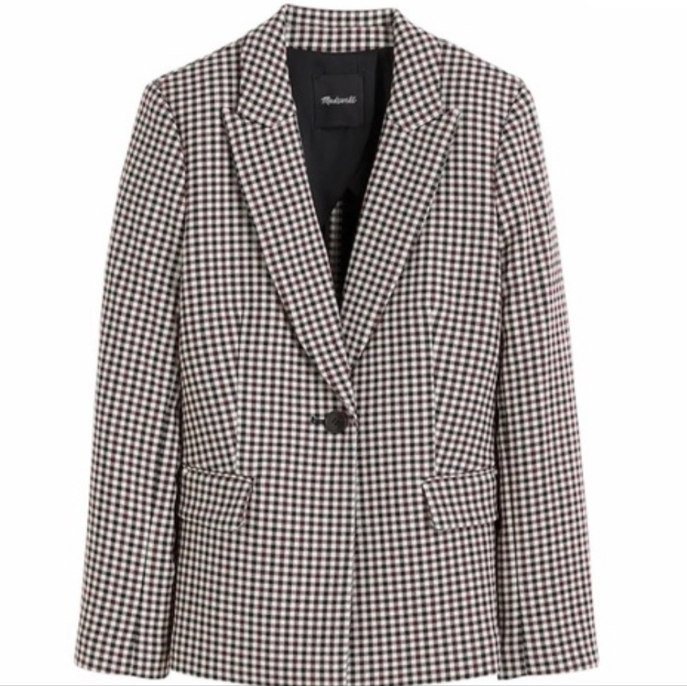 NEW! MADEWELL Alston Gingham Wool Blend Twill Slim Fit Tailored Blazer 12. - Picture 3 of 14